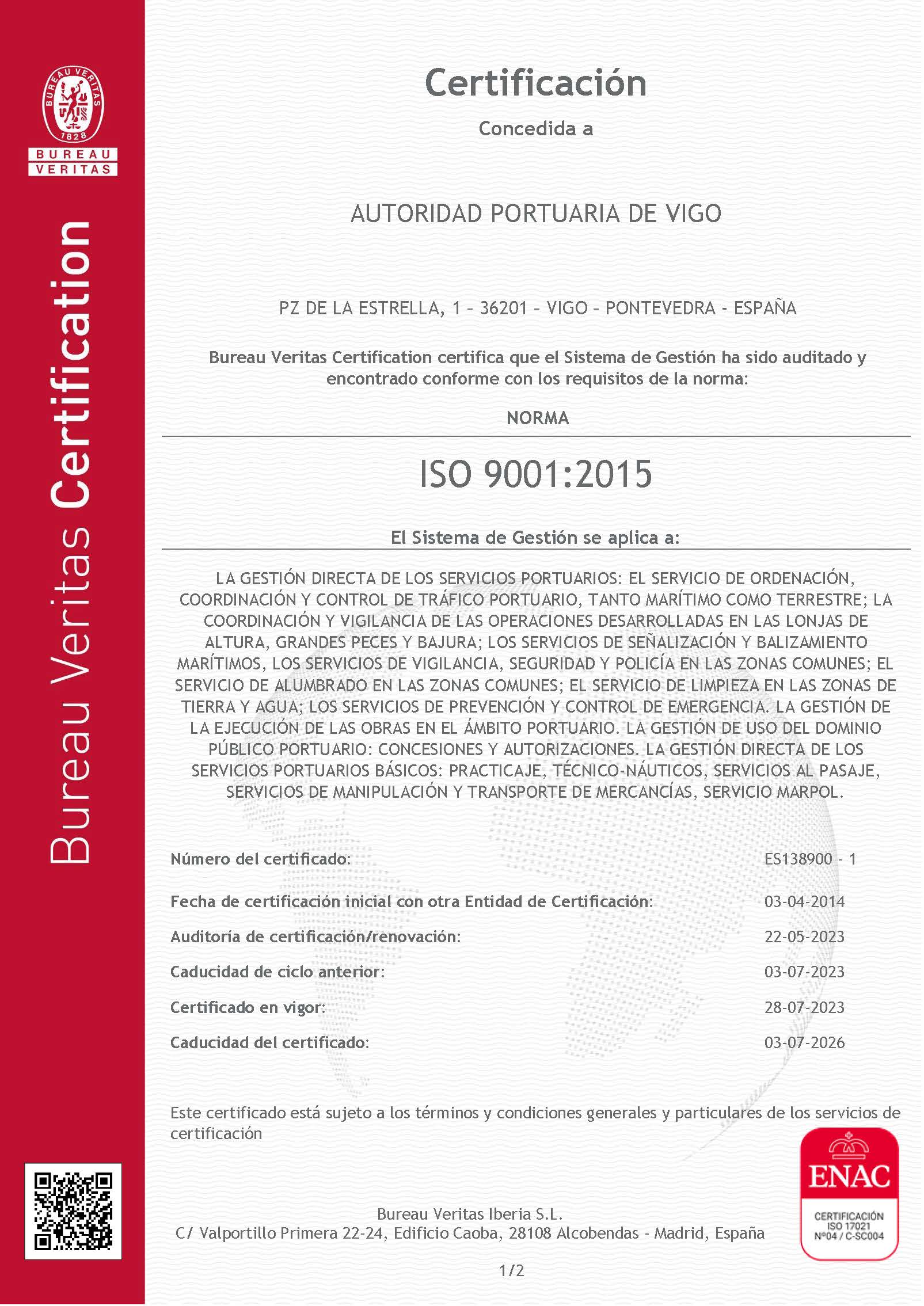 Certificado calidad